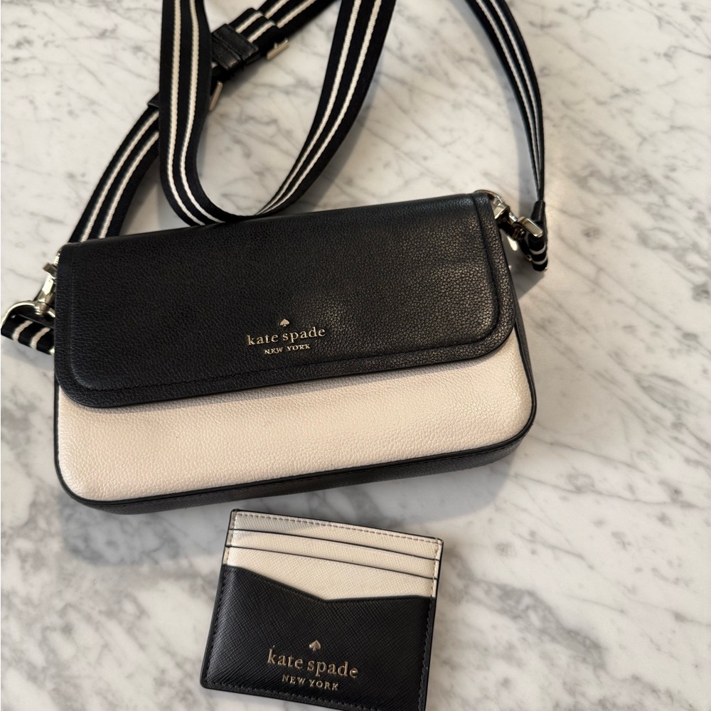 Kate Spade crossbody pebbled leather bag with matching card case